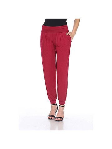 White Mark Women's Harem Pants in Brick Red (view 2)