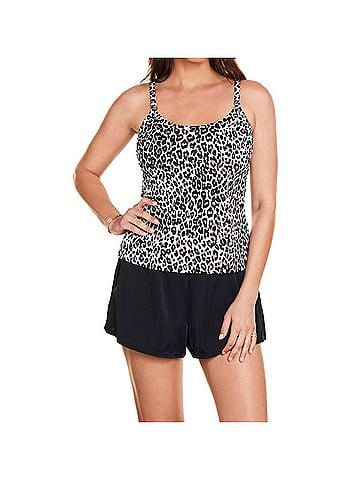 Trimshaper Farrah Swim Romper in Simba (view 2)
