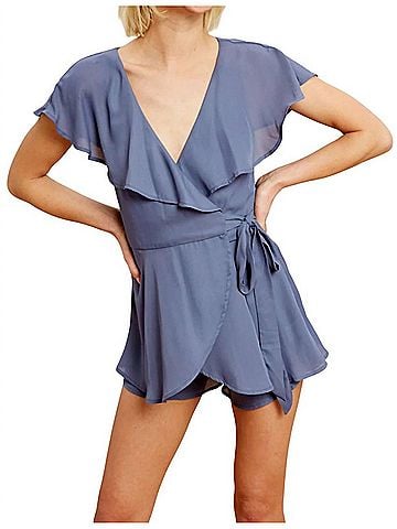 Listicle Sunday Funday Romper in Blue (view 2)