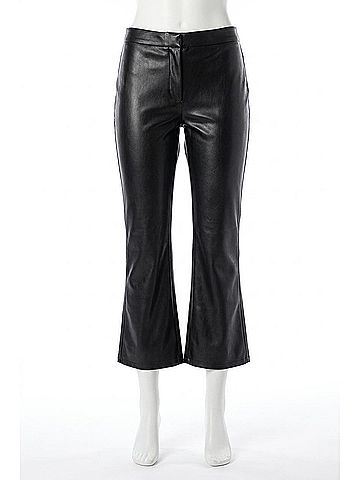 Lola & Sophie Vegan Leather Cropped Pant in Black (view 1)
