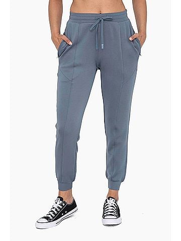 Mono b Cuffed Joggers With Zippered Pockets in Blue (view 2)