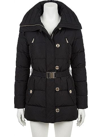 Michael Kors Fur Trim Hooded Down Coat in Black (view 1)