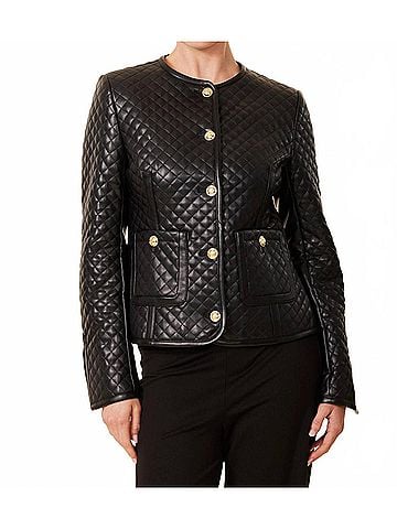 Dolce Cabo Faux Leather Quilted Jacket in Black (view 2)