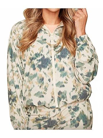 Renuar Hooded Jacket in Oyster Camo Print (view 2)