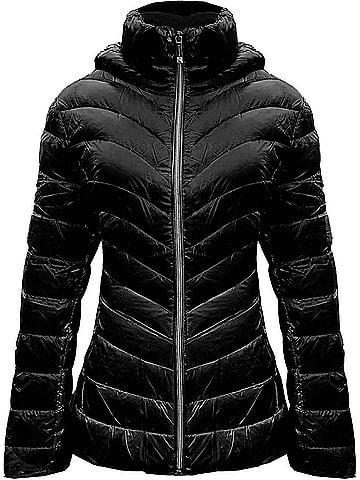 Michael Kors Women's Down Hooded Packable Coat Jacket in Black (view 2)