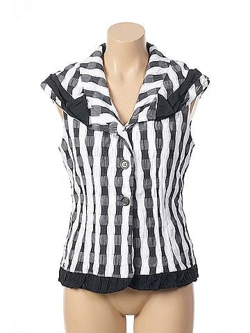 Angel Checkerboard Ruffled Vest in Black/White (view 1)