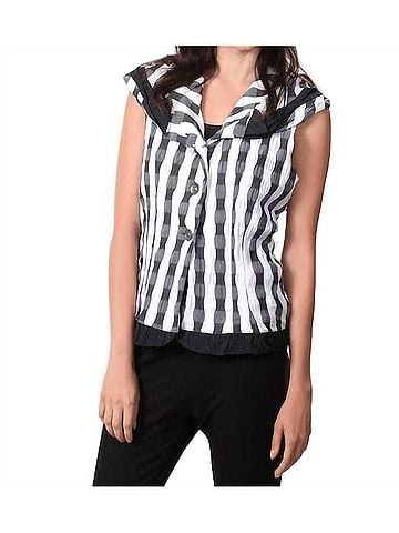 Angel Checkerboard Ruffled Vest in Black/White (view 2)