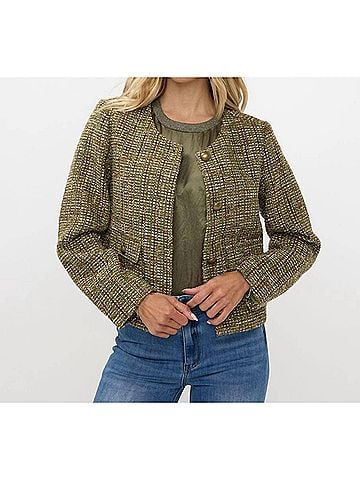 ESQUALO Tweed Blazer in Moss Green (view 2)