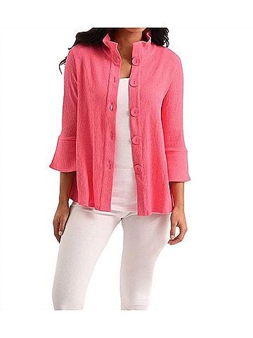 French Kyss Kara 3/4 Jacket in Fuchsia (view 2)