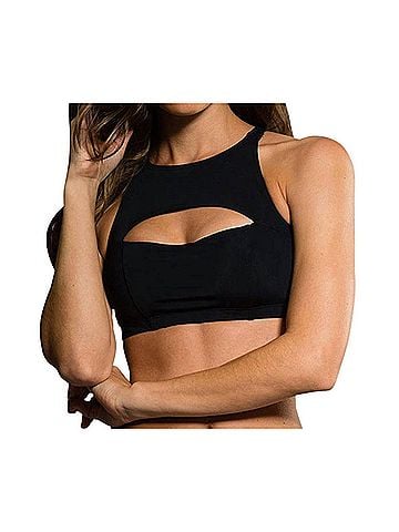 Onzie Open Heart Low Impact Sports Bra in Black (view 2)