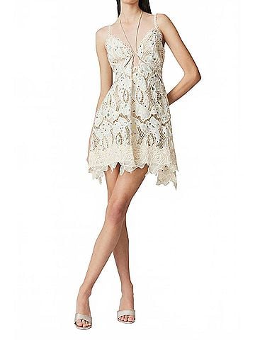 Elliatt Elliatt Kyla Eyelet Halter Mini Dress in Multi (view 2)