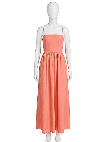 Susana Monaco Poplin Open Back Maxi Dress in Pink Grapefruit (view 1)