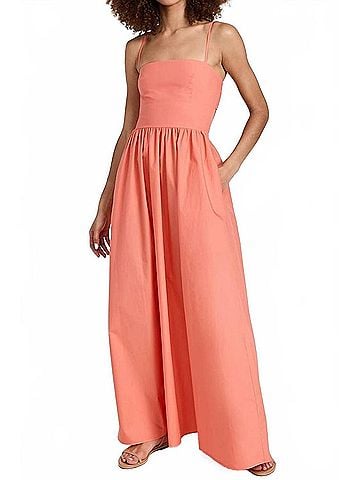 Susana Monaco Poplin Open Back Maxi Dress in Pink Grapefruit (view 2)