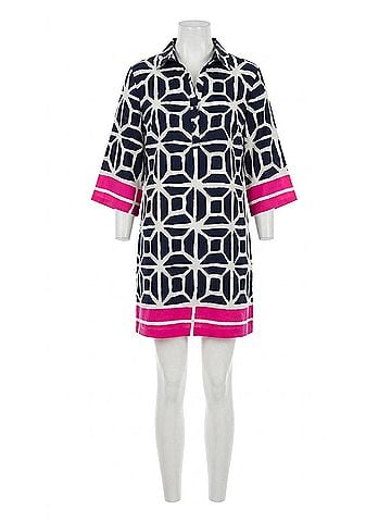 Trina Turk Geometric Navy Tunic Dress in Multi (view 1)