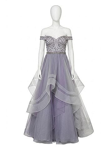 Terani Couture Embellished Off-The-Shoulder A-Line Dress in Lilac (view 1)