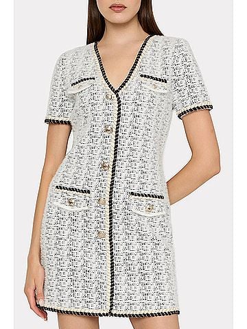 Milly Braided Mini Dress in Ecru/Black (view 2)