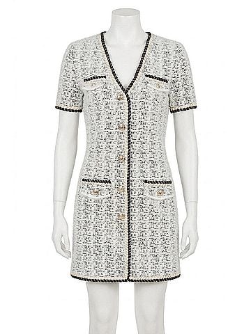 Milly Braided Mini Dress in Ecru/Black (view 1)