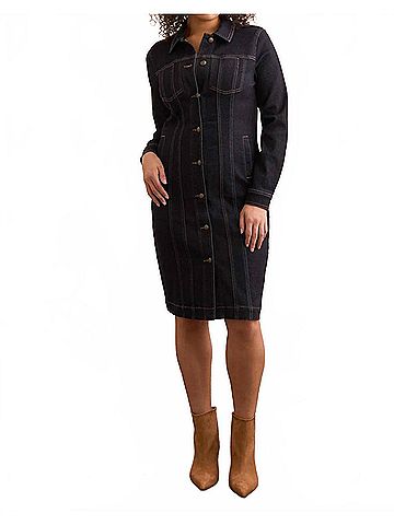 Tribal Super Stretch Denim Hourglass Dress in Rinse (view 2)