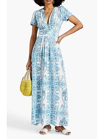 Melissa Odabash Petunia Paisley-Print Voile Maxi Dress in Blue (view 2)