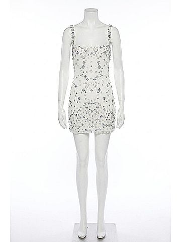 Majorelle Zaly Embellished Dress in White &amp; Blue (view 1)