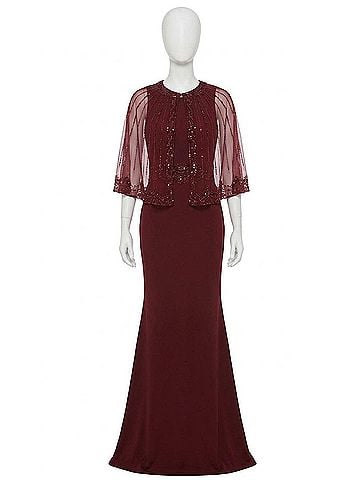 Colors Dress Marsoni Cape Gown in Mink (view 1)