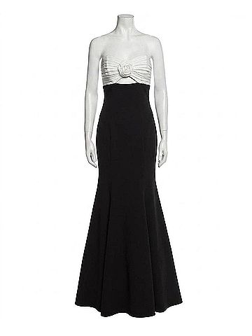 City Studio Rosette-Trim Cutout Colorblocked Gown in Black (view 1)
