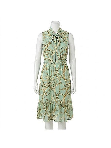 Ralph Lauren Chain Print Midi Dress in Mint (view 1)