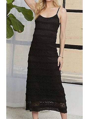 Adora Kaely Lace Scoop Neck Midi Cami Dress in Black/White (view 2)