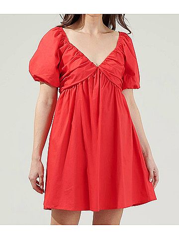 Sugarlips Leandra Poplin Mini Dress in Red (view 2)