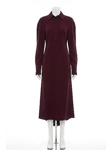 Victoria Beckham Polo Collar Midi Dress in Merlot (view 1)