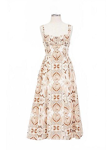 Moon River Women's Sylvie Sleeveless Corset Midi Dress in Cream Multi (view 1)