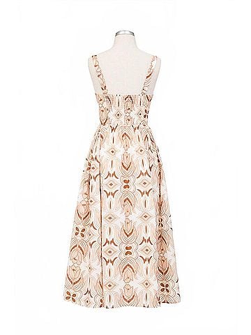 Moon River Women's Sylvie Sleeveless Corset Midi Dress in Cream Multi (view 2)
