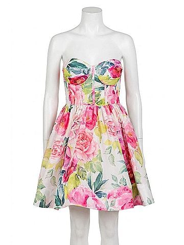 The Vintage Shop Mini Floral Corset Dress in Pink (view 1)