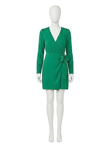 Sanctuary Long Sleeve Wrap Dress in Green (view 1)