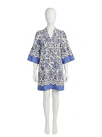 FDJ Bell Sleeve Dress in Sun Dial Blue (view 1)