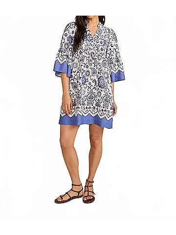 FDJ Bell Sleeve Dress in Sun Dial Blue (view 2)