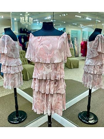 Frank Lyman Design Women's Off Shoulder Mini Dress in Blush (view 2)