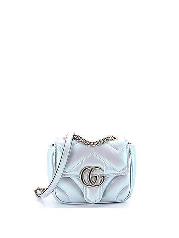 Gucci GG Marmont Square Flap Bag Chevron Iridescent Leather Mini (view 1)