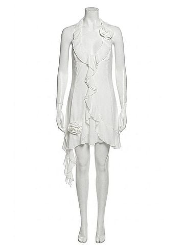 Show Me Your Mumu Ramona Ruffle Dress in White Silky Crepe (view 1)