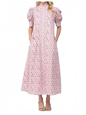 Fate Annabelle Button Down Maxi Dress in Pink (view 2)