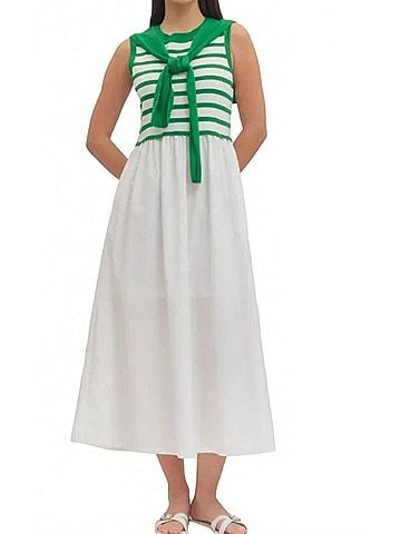 Entro Caddy Sleeveless Midi Dress in Green (view 2)