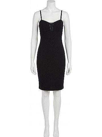Bebe Illusions Cut Out Lace Up Sheath Dress in Black (view 1)