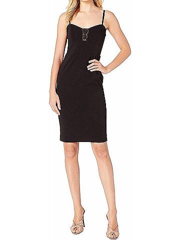 Bebe Illusions Cut Out Lace Up Sheath Dress in Black (view 2)