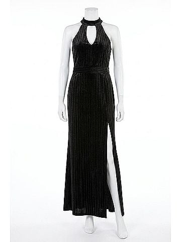 Veronica M. Dassia Velvet Halter Maxi Dress in Black (view 1)