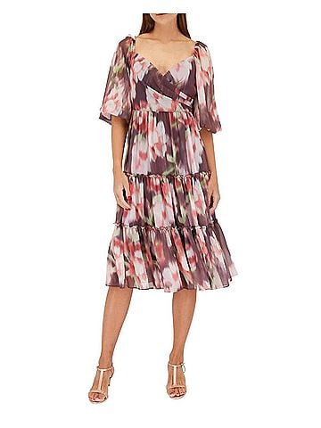 Sachin + Babi Jamie Ikat Floral Print Midi Dress in Grape (view 2)