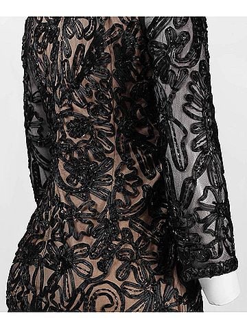 Sue Wong Soutache Embroidered Short Evening Dress in Black (view 2)