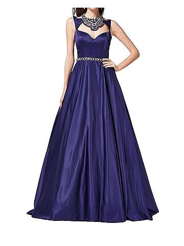 Angela & Alison Rhinestone Prom Dress in Midnight Blue (view 2)