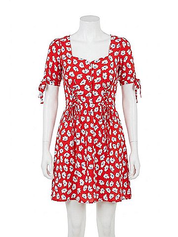 Sugarlips Good Grace Floral-Print Modal-Blend Mini Dress in Red Multi (view 1)