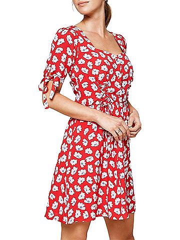 Sugarlips Good Grace Floral-Print Modal-Blend Mini Dress in Red Multi (view 2)