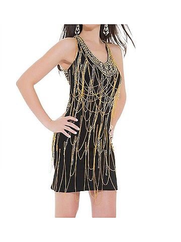 Mac Duggal Metallic Short Dress in Black/Gold (view 2)
